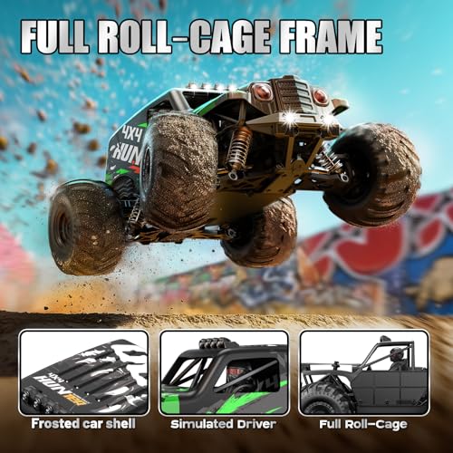Ferngesteuertes Auto 1:14 RC Auto 4WD 40+ km/h Off Road Monster Truck, RC Car mit 2× 7,4V 1300mAh Akkus, Ersatz-Sandreifen & Voller Überrollkäfig – Für Erwachsene & Kinder ab 8 10 Jahren