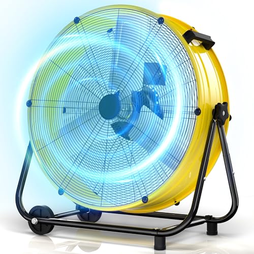 MEPTY 30-Inch Industrial Drum Fan, 14000 CFM High Velocity Floor Fan 550W, 3-Speed Heavy Duty Metal...