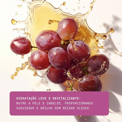 Óleo de Semente de Uva - Óleo Corporal Vegetal Puro - Para Hidratação, Massagem e Banho - 100% Puro,