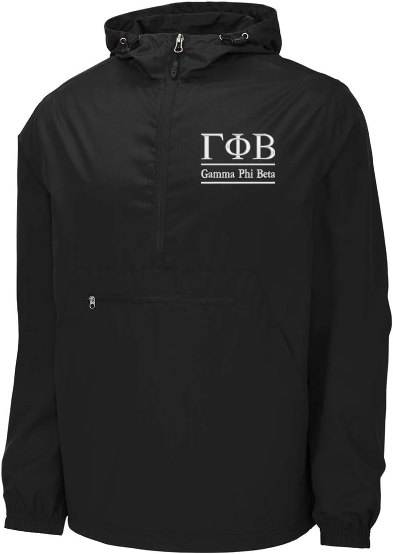 Sorority Letters Shop Gamma Phi Beta Windbreaker - Anorak Pullover Jacket - Quarter Zip