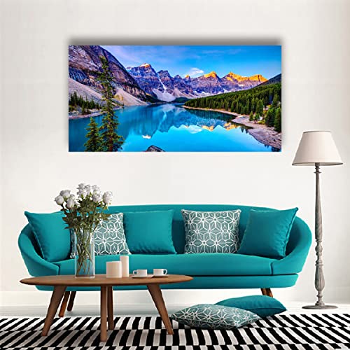 Image of Wall Art Lake Mountain Landscape Picture Print Canvas Wall Art Modern Giclee Artwork Home Decor Stretched and Framed Ready to Hang,2cm Thick Frame, Waterproof Artwork