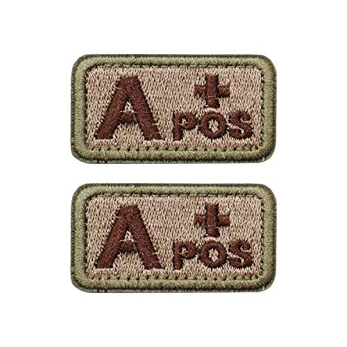 EJG 2-Piece Tactical Blood Type Velcro Patch, Various Styles in Embroidery & PVC, A+ Positive, 2 x1 Military Medic Navy Army Morale Patch for Tactical Gear Battle Uniform (Style 09)