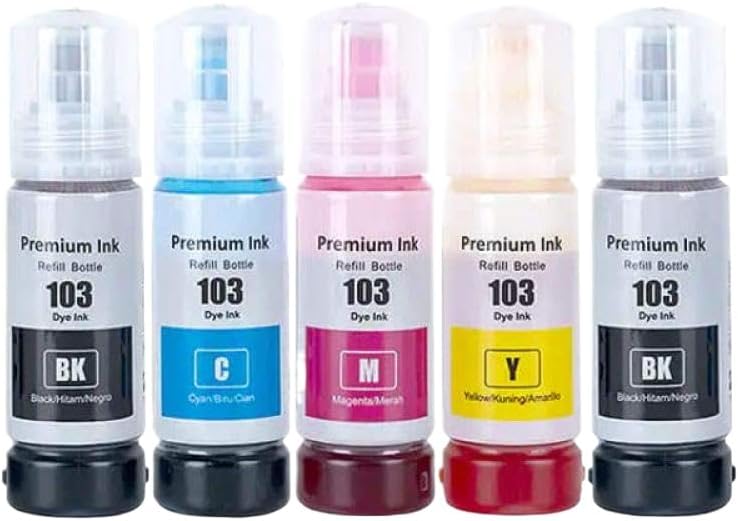 4x70ML 103 Refill Ink Compatible with 103 L1110 L1210 L1250 L3100 L3101 L3110 L3111 L3150 L3151 L3156 L3160 Printer Models(1set)