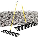 BlumeTrec Lawn Leveling Rake, 45'x10' Heavy Duty Sand Leveling Tool with 7FT Long Handle, Steel Golf Rake for Soil, Compost, Gravel, Lawn Leveler for Yard, Garden, Golf Course, Landscaping Level Tool
