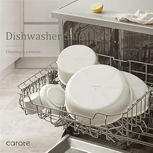 Carote 23pcs pots and pans set non stick cookware sets kitchen set ovendishwasherfridge safe space saving pots set nonstick set with versatile detachable handle induction rv set cream  urban country home decor