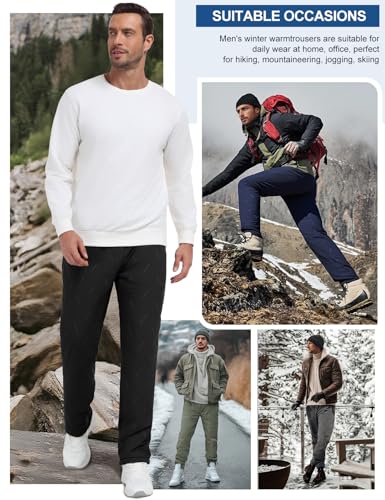 TOMEEK Jogginghose Herren Thermo Jogginghose Winter Fleece Gefüttert Trainingshose Lang Warme Sweatpants Winddichte Hose mit Kordelzug Taschen Sporthose Thermohose(Schwarz,M)
