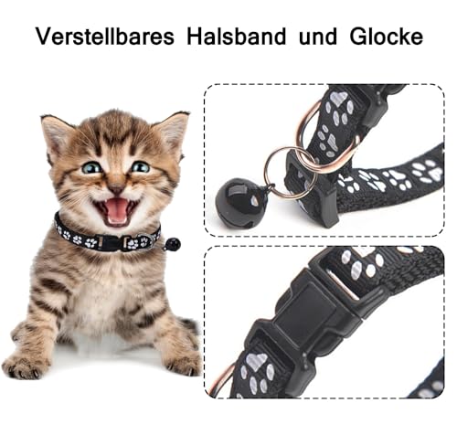 Katzengeschirr Mit Leine Set, Verstellbar Ausbruchsicher Mit Reflektierendem Geschirr, Atmungsaktiv Und Halsband Set für Hunde Und Katzen Auf Spaziergängen (XL)