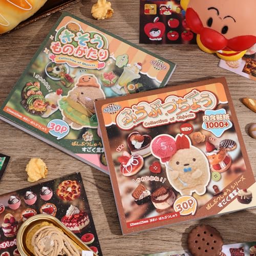 Image of Girl's Japanese Retro Sticker Book, 1000+ Cute Comics Style Food Stickers, for DIY Scrapbooking Journaling Handbook Decoration