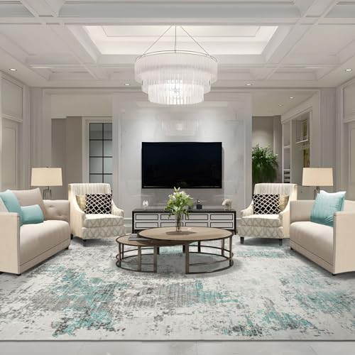 TALETA Teppich Wohnzimmer, waschbarer Teppich Kurzflor, Moderner Teppich für Schlafzimmer, Küche,...