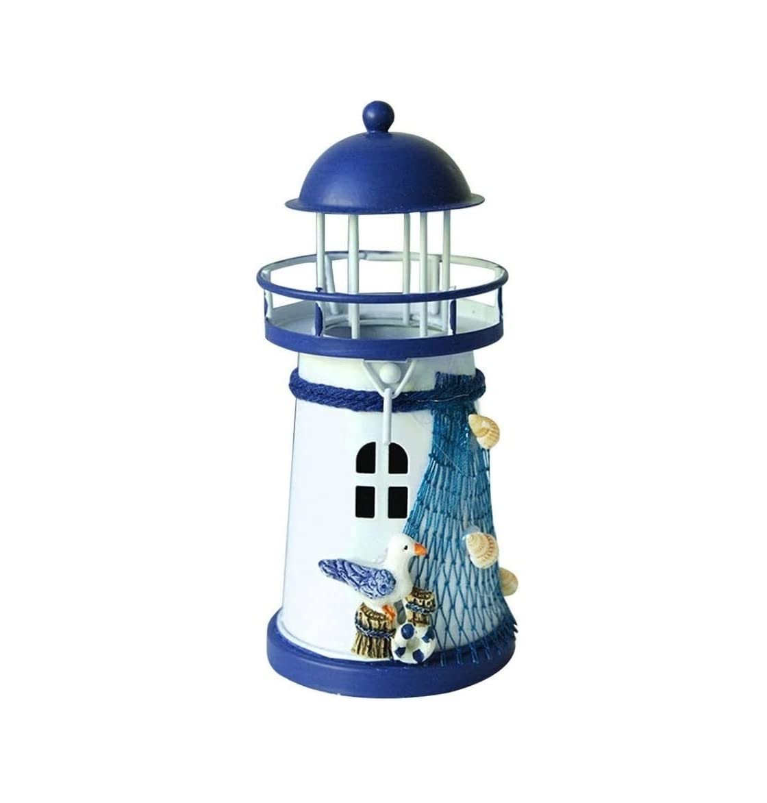 Candle Holder Stand Mediterranean Style Lighthouse Iron Candle Candlestick Wedding Home Table Decor Holder Romantic Candlesticks Sturdy(B)