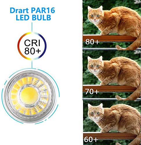 Drart Led Bulb Spotlight Short Cob E26 Base 120V Halogen Lights 50W Equivalent, Par16 Led Light With Glass Cover (6 Pack) (White) #TOP5