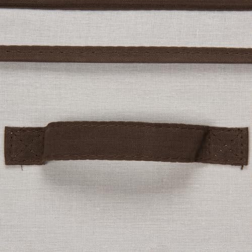 Household Essentials 513 Storage Box with Lid and Handle - Natural Beige Canvas with Brown Trim - Large - Thumbnail 4