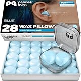 Peace&Quiet PQ Wax Ear Plugs for Sleeping - 28 Silicone Wax Earplugs for Sleeping and Swimming, Gel Ear Plugs for Noise Cancelling, Sleeping Earplugs, Sound Blocking Level of 32 Db, Color: Blue