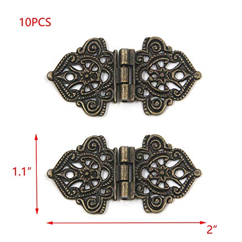 T Tulead Butterfly Hinges Antique Cabinet Hinges Zinc Alloy Mini Hinges 2"×1.1" Decorative Furniture Hinges Chest Hinges Pack Of 10 With Mounting Screws #TOP1