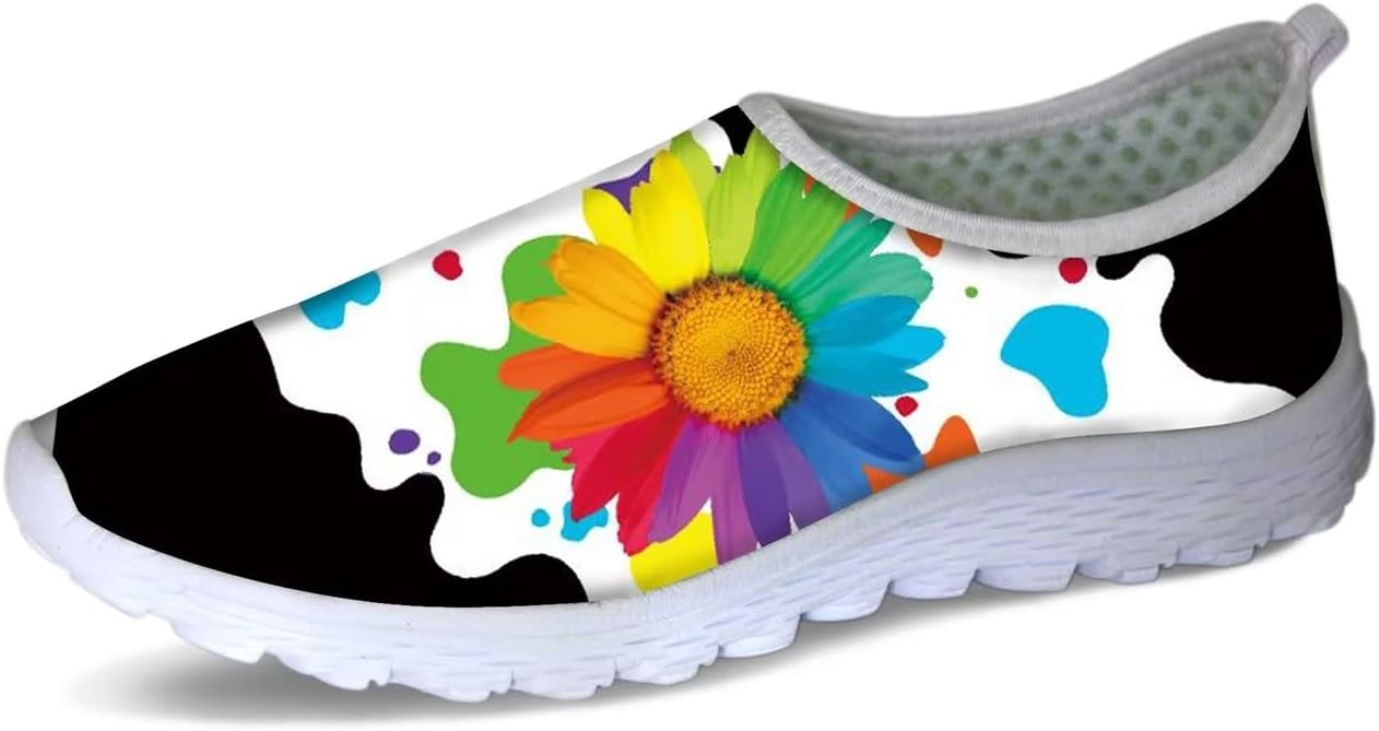 Forchrinse Floral Corgi Print Women’s Men’s Slip on Shoes Soft Mesh Walking Sneakers Sport Causal Travel Shoes Breathable