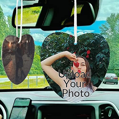 Custom Car Air Freshener for Car, Personalized Rear View Mirror Memorial Hanging Air Freshener with Photo/Text (Love Heart Shape)