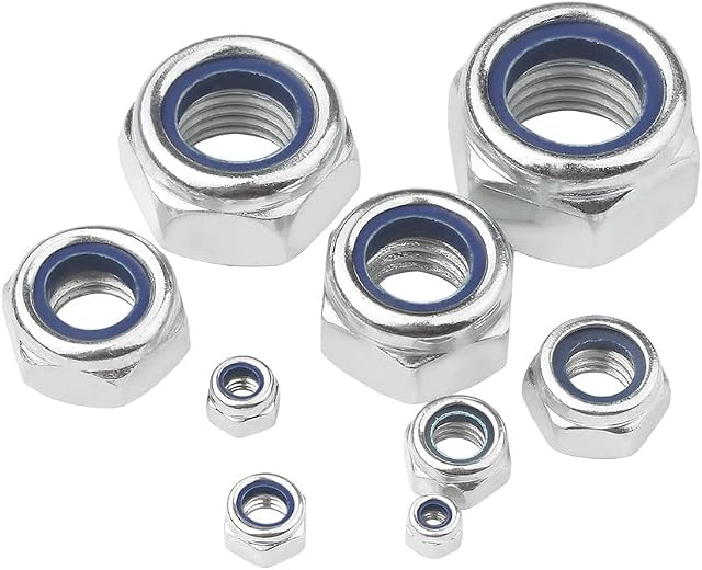 M8 Galvanized iron Nyloc Lock nut,8mm Self Nylock Locking Nuts with Nylon Inserts (Pack of 40)