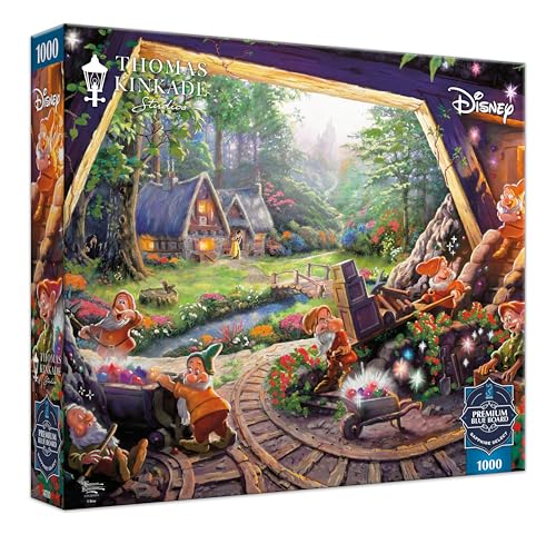 Buffalo Games Disney - Thomas Kinkade - Snow White & the Seven Dwarfs - 1000 Piece Jigsaw Puzzle - Blue Board, 26.75 x 19.75 in - Thick Pieces & Poster - Thomas Kinkade Artwork - Puzzles for Adults by Buffalo Games - Used condition - US$14.62