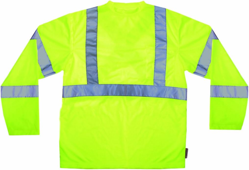 CLC Custom Leathercraft SS12L Hi-Viz ANSI Class 3 Long Sleeve T-Shirt, Lime, Large