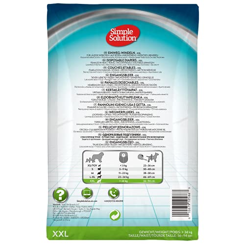 Simple Solution Disposable Dog Diapers For Female Dogs, Super Absorbent Leak-Proof Fit With Wetness Indicator For Excitable Urination, Incontinence Or Females In Heat - 12 Pack - 9