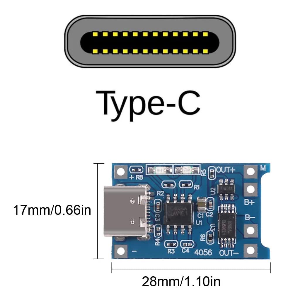 Gebildet 10pcs Type-C USB 5V 1A Interfaccia di Ingresso 18650 Scheda di Ricarica Batteria al Litio, Modulo Caricatore con Doppia Funzione di Protezione