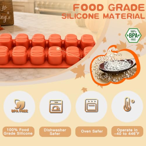 Image of HKNMTT 2Pcs Pumpkin Silicone Molds 24-Cavity Halloween Fall Chololate Molds