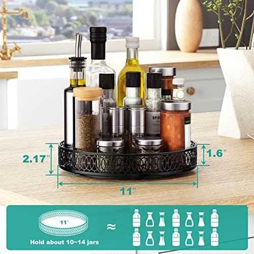 Lazy Susan Organizer, 11 Inch Lazy Susan Turntable For Cabinet Table, Phinox Turntable Organizer Lazy Susan Spice Rack With Non-Slip Pad, Lazy Susan For Kitchen Bathroom Pantry Vanity (Metal) #TOP5
