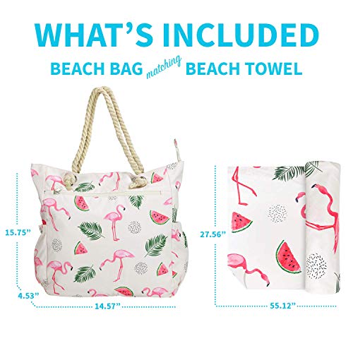 Beach Bag Spacious Shoulder Tote Travel & Gym Bag w/Multiple Pockets & Strong Zipper2