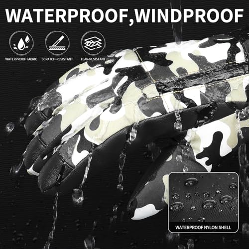 Snow Gloves,Touchscreen Ski Mittens, 3M Thinsulate Warm Cold Weather Ski Gloves for Parent Boys Girls2