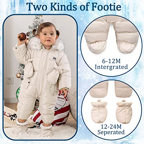 UVIPC Baby Winter Snowsuit Toddler Winter Suit Outwear Hooded Snow Outfit Footie Snow Suit for 3-24M2
