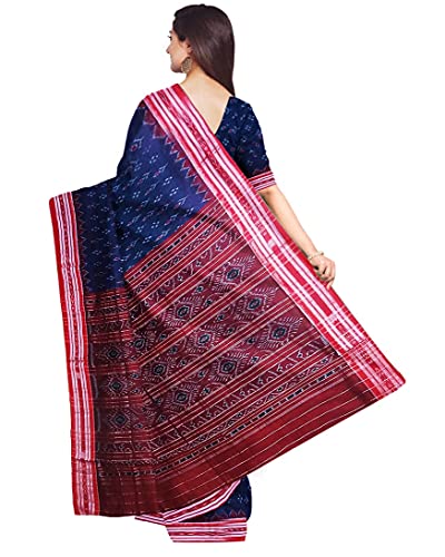 Image of Ikat Women Cotton Saree, Handmade Pure Cotton Khandua Saree, Ikkat Orissa Traditional Handloom Saree Without Blouse 45