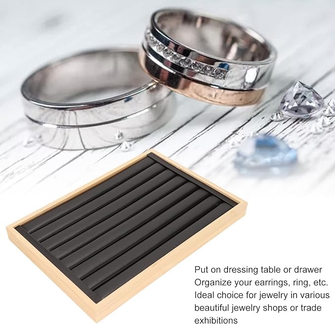 Image of Velvet Jewelry Drawer Organizer Tray Stackable Jewelry Tray (Wooden Ring, Wood)