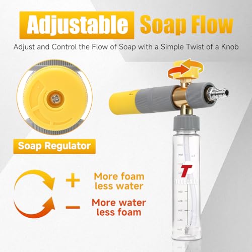 Image of Tool Daily Foam Cannon Dual Connector, Mini Foam Cannon for Pressure Washer, 5 Power Washer Spray Nozzle Tips, 1 /4 Inch Quick Connect