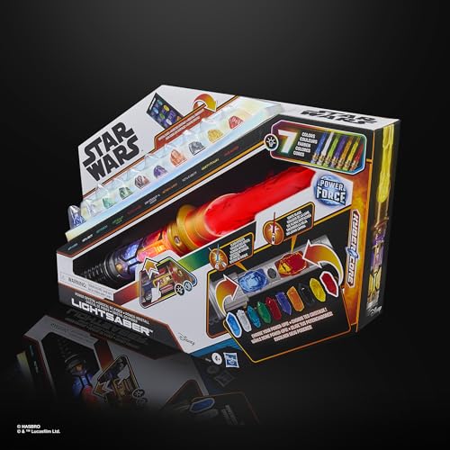 Star Wars Power-Kristall Lichtschwert, 7 Farben & 10 Kristalle, 50+ Farbwechsel-Kombinationen, Lichter & Geräusche, Spielzeug für Jungen und Mädchen ab 4 Jahren