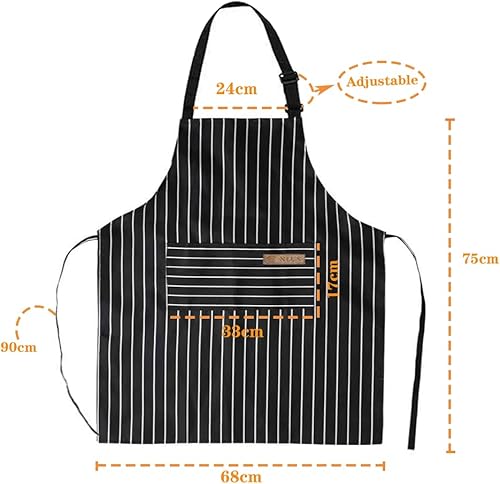 Miniatura 2 de Paquete de 2 delantales unisex ajustables con bolsillos, para cocinar, cocinero, mujeres y hombres, delantales para el hogar, cocina, restaurante,