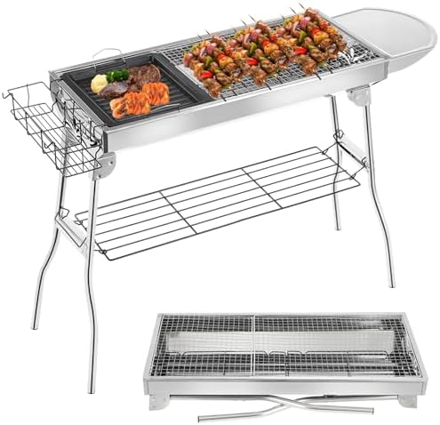 LENDISIY Holzkohlegrill Faltbar - 80cm Tragbarer Camping Grill