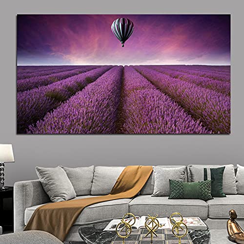Toile paysage coucher de soleil lavande 80x160cm pour salon moderne