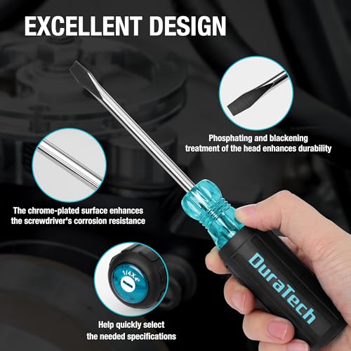 DURATECH 2-Piece S2 Steel Screwdriver Set, Professional Screwdrivers with Non-Slip Cushion Grip & Marked Specifications, Phillips and Flathead Screw Driver, Hand Tool for Home and Industrial Use - Image 6