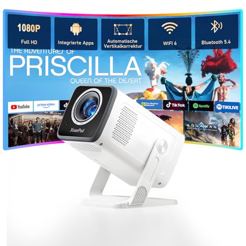 Image of 【Milky Projector & Built-in Apps】XuanPad Mini Projector with Wi-Fi and Bluetooth, Full HD 1080P Smart Portable Projector with 210 Stand, Auto Vertical Keystone, Compatible with HDMI /USB /TV Stick