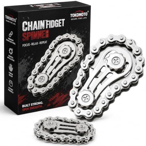 Image of Bike Chain Gear Fidget Spinner Metal Chain Fidget Toy | Stress Anxiety Relief Fidget Toy Finger Spinning Toy for Kids & Adult, Chain Gear Roller Desk Toys for Stress Buster