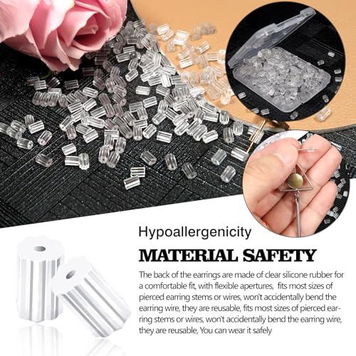 TOAOB 200 Stück Ohrring Stopper Kunststoff Silikon Klar Ohrstopper Ohrstecker Verschlüsse 3mm x 4mm Ohrringverschlüsse für Schmuckherstellung Ohrhaken Ohrringe Machen