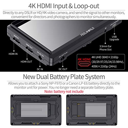 Feelworld Fw568 V2 5.5 Inch Dslr Camera Field Monitor With Waveform Luts Video Peaking Focus Assist Small Full Hd 1920X1152 Ips With 4K Hdmi 8.4V Dc Input Output Include Tilt Arm #TOP4