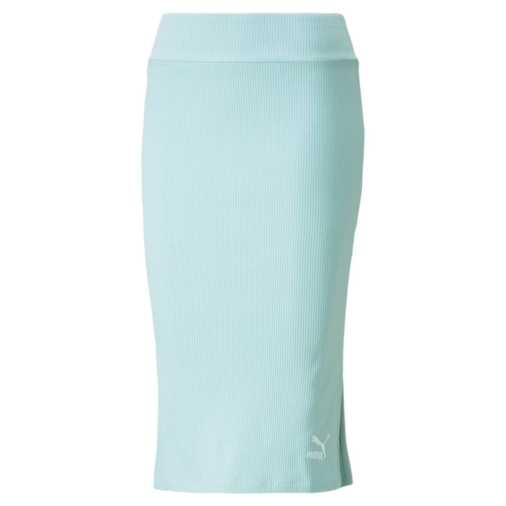 Puma Classics Ribbed Midi Skirt Womens Active Skirts Size S, Color: Teal-Blue
