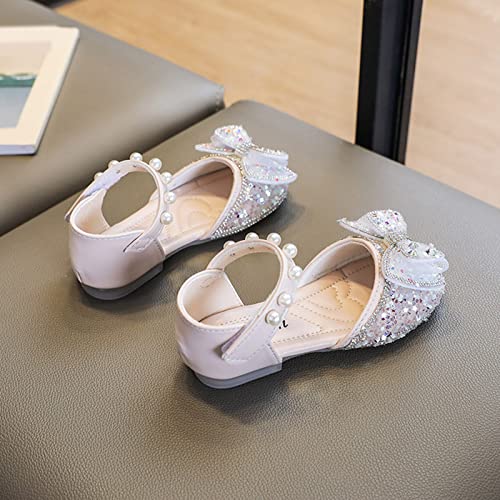 Girls Glitter Sandals Slip on Low Heels Pearl Princess Dress Shoes Party Wedding Flower Girl Shoe for Toddler3