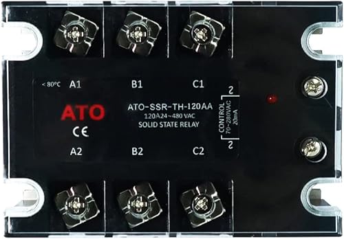 Miniatura 2 de Relé de estado sólido ATO, trifásico, SSR-120AA, 120A 70-280V CA a CA, interruptor de cruce cero, indicador LED