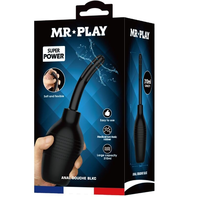 Enema Anal Negro 250 ml con Pera Squeeze – Higiene Íntima Unisex, Boquilla Curva Suave y Flexible, Fácil de Usar y Limpiar, Material Hipoalergénico, Ideal para Viaje y Principiantes