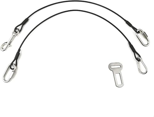 Miniatura 8 de Sonku - Paquete de 2 cinturones de seguridad de automóvil para perros, correas de seguridad de cable de acero a prueba para perros pequeños,
