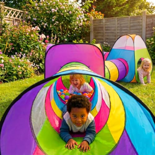 Miniatura 5 de Nubuni 4 En 1 Tienda Campaña Infantil : 2 Casitas Tela 2 Tunel De Juego Para Niños : Plegable Parque Bebe Bolas Infantil Jardín Exterior Interior Juguetes Niño Niñas Bebes Casitas Tela Tipi
