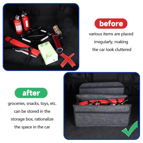 VAGCARS Auto Kofferraum Organizer, Faltbar Kofferraumtasche, Rutschfest Filz Auto Organizer Toolbag mit Klettbändern, Universell Autotasche, Kfz Zubehör Geeignet für alle Fahrzeuge