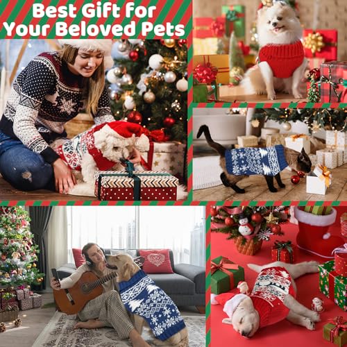 Image of Christmas Dog Sweaters for Small Medium Large Dogs Girl, Soft Warm Pup Dogs Shirt, Turtleneck Double Knitting Collar for Outdoors Playing, Warm Dog Cat Clothes Snowman M